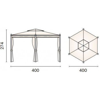 GAZEBO ESAGONALE Ø 4 mt. CON STRUTTURA Ø 60 mm IN FERRO