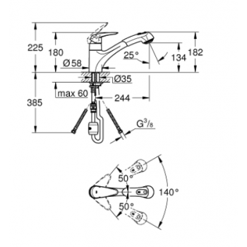 GROHE MISCELATORE BIDET EURODISC COSMO