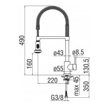 Nobili miscelatore lavello cucina con doccetta a 2 funzioni pull down, NDW Live LV00300/3CR