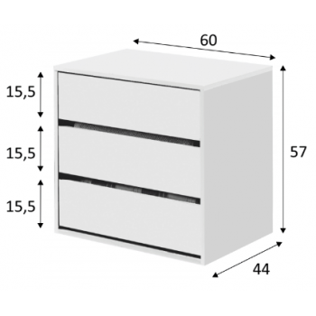 Cajonera Para Armario. Blanco 60 x 57 x 44