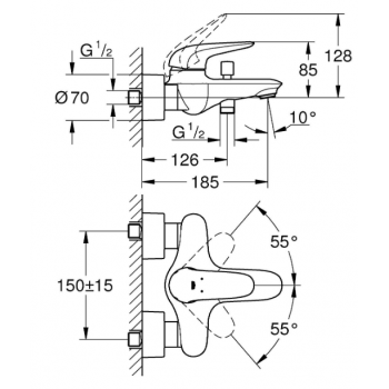 Grohe Essence Mitigeur monocommande Bain / Douche montage au sol 23491001