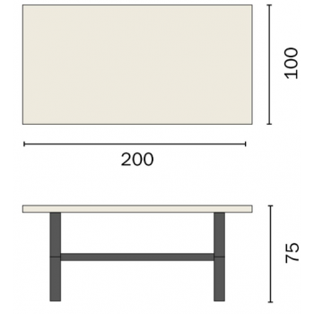 Mesa Capalbio 180x90 cm en aluminio antracita