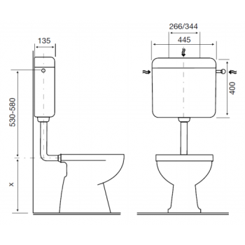 Caja de inodoro empotrada con accionamiento neumático Topazio OL0411721