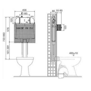 Kassette wc mit Doppelablauf Topazio OL0416201
