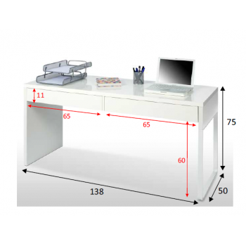 Scrivania 90 cm Bianco artik con ripiano estraibile