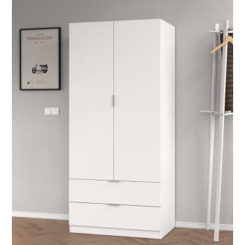 Armadio multiuso 59x180H cm Bianco opaco con due ante e tre