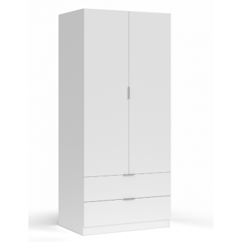 Armadio 180 cm Bianco opaco con due ante e due cassetti