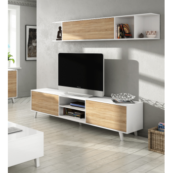 Mueble TV con ruedas Istambul blanco brillo 180 cm 