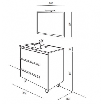 Mobile bagno 600 in legno grigio opaco con lavabo Arenys