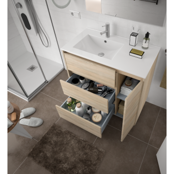 Mobile bagno 600 in legno grigio opaco con lavabo Arenys