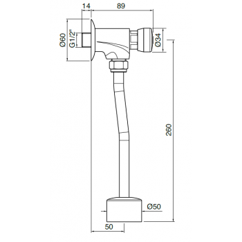 Idral Grifo mural para urinario con mando a fotocélula 02520/1