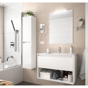 Mobile bagno sospeso 80 cm Noja grigio opaco con lavabo a incasso - Abitare