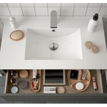 Mobile bagno sospeso 80 cm Noja grigio opaco con lavabo a incasso - Abitare