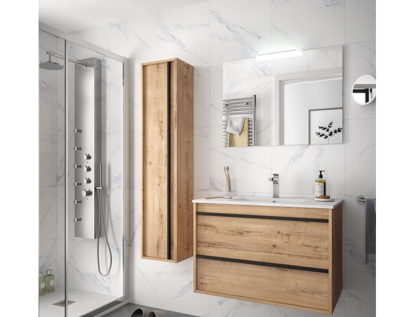 Italia mobile bagno sospeso 80 cm in legno rovere ostippo con