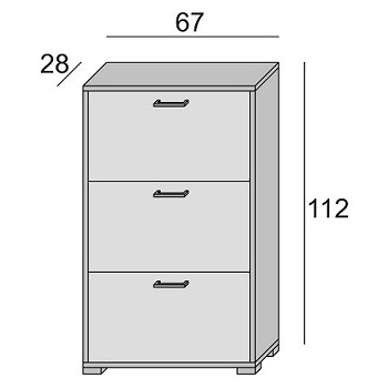 Scarpiera 3 ante doppia profondità 3 ante doppia profondità L 67 x H 112 x  P 28 cm 18 paia, bianco