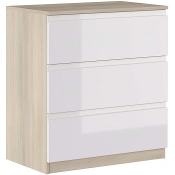 Glossy white and oak chest...