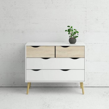 Matt white and oak chest of...