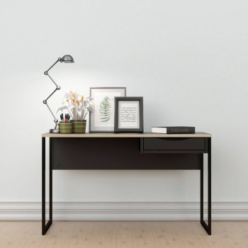 Matt black and oak desk...