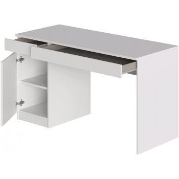 Mesa escritorio 140x55,5 cm con una puerta y dos cajones blanco - Abitare