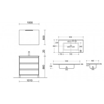 Amalfi mobile bagno a terra 60 lavabo in porcellana rovere eternity -  Abitare