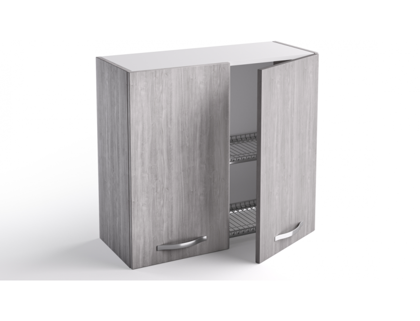 Mueble alto de cocina Escurreplatos 80x33x72 cm de madera Gris Islanda con  dos puertas gris