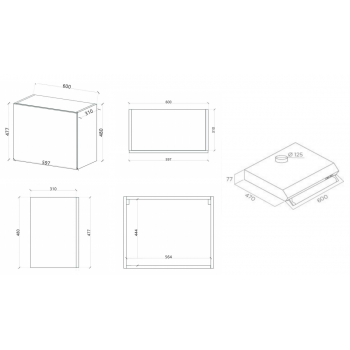 Mueble alto de cocina 60x31xH48 cm madera blanca mate con puerta y