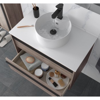 Attila mobile bagno sospeso 80 cm in legno rovere eternity con lavabo -  Abitare