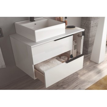 Liverpool mobile bagno sospeso 120 cm in legno bianco lucido con lavabo da  appoggio - Abitare