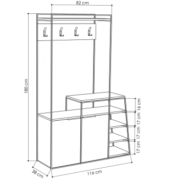 Salo mobile da ingresso 116x38x180 cm moka chiaro con due ante - Abitare