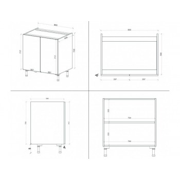 Massa base cassettiera cucina 40x60x84 cm in legno grigio islanda