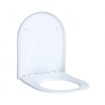 Glossy white toilet seat -...