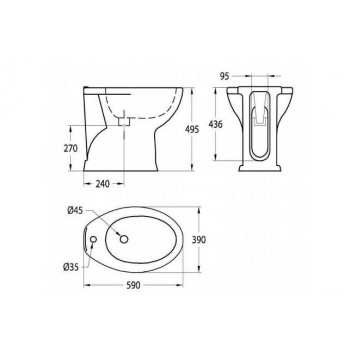 Idral bidet au mur série maison en céramique